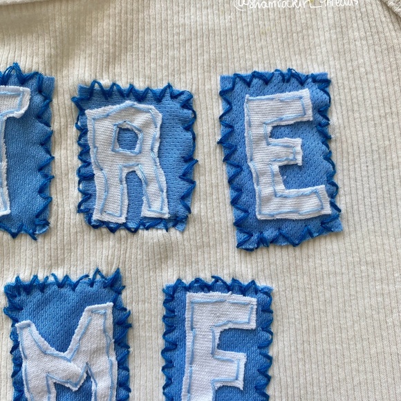 white and blue Notre Dame embroidered hand sewn tank top - Picture 6 of 9